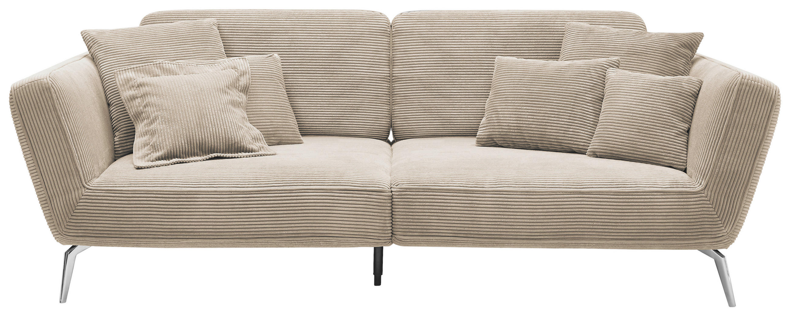 3-SITZER-SOFA Cord Hellbraun  - Chromfarben/Hellbraun, KONVENTIONELL, Kunststoff/Textil (260/90/125cm) - SetOne by Musterring