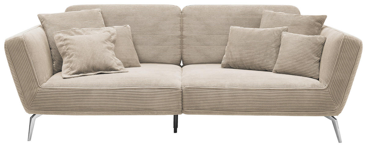 3-SITZER-SOFA Cord Hellbraun  - Chromfarben/Hellbraun, KONVENTIONELL, Kunststoff/Textil (260/90/125cm) - SetOne by Musterring