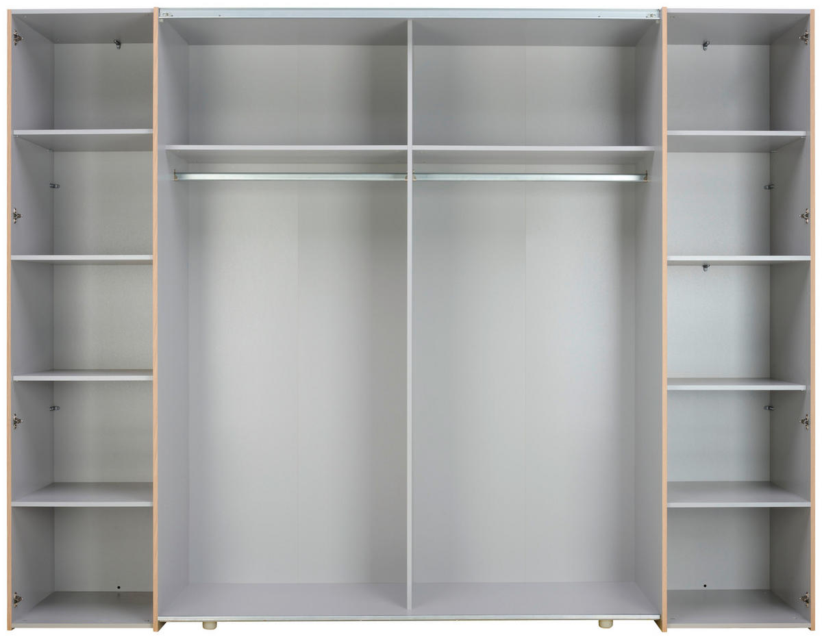 KLEIDERSCHRANK 270/210/61 cm 4-türig Eichefarben, Dunkelgrau  - Dunkelgrau/Eichefarben, MODERN, Holzwerkstoff/Kunststoff (270/210/61cm) - MID.YOU