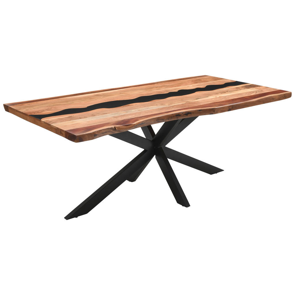 Thumbnail - Landscape Tischplatte, Schwarz, Akazie, Holz, Naturmaterialien, Akazie, massiv, 90x5.5x180 cm, Esszimmer, Tische, Esstis...