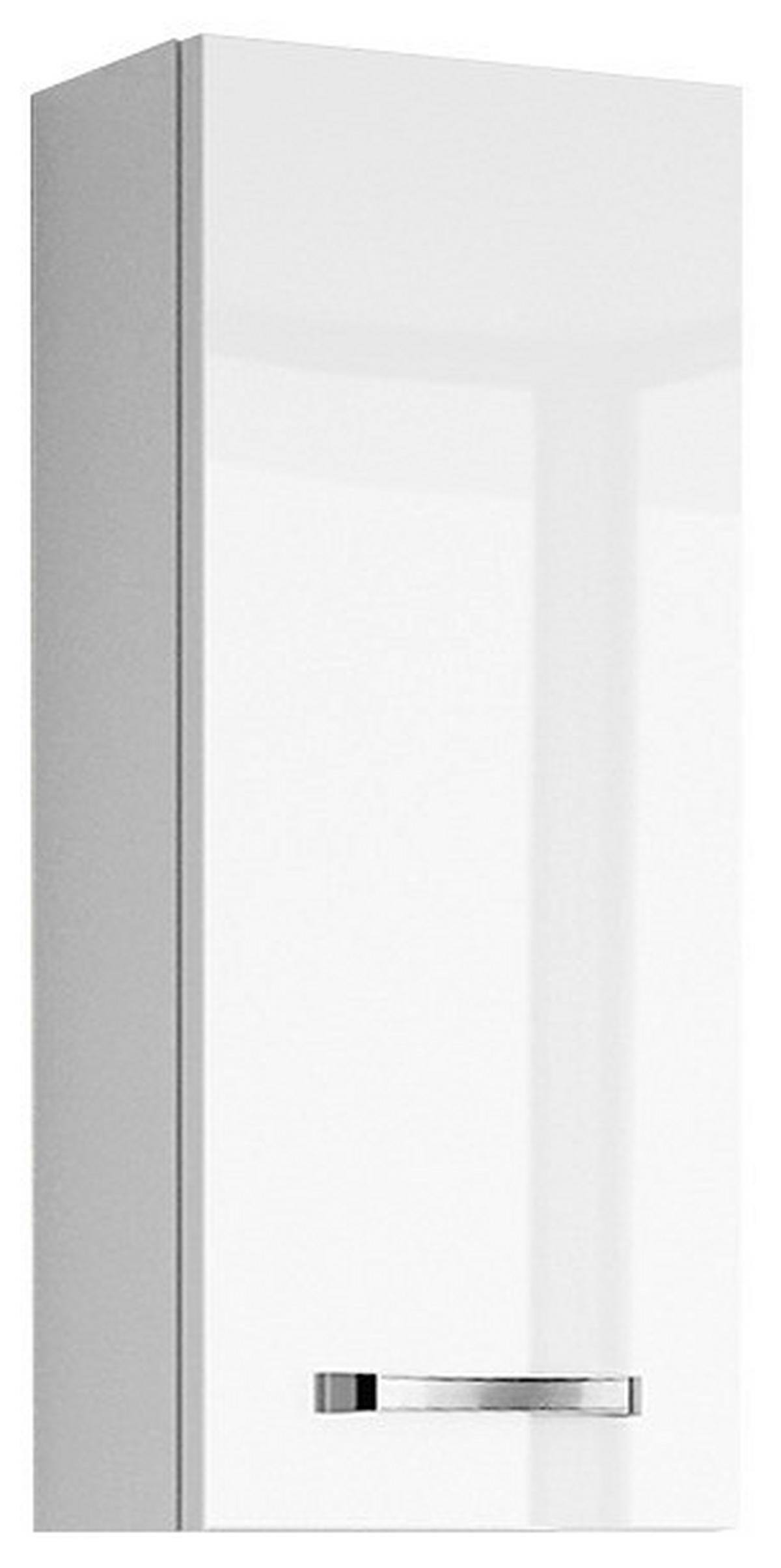 FELSŐSZEKRÉNY 30/70/17 cm  - króm/magasfényű fehér, Konventionell, faalapú anyag/Üveg (30/70/17cm) - Sadena