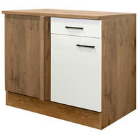 ECKUNTERSCHRANK 110/85/57 cm  in Eichefarben, Magnolie  - Eichefarben/Magnolie, KONVENTIONELL, Holzwerkstoff/Metall (110/85/57cm) - FlexWell