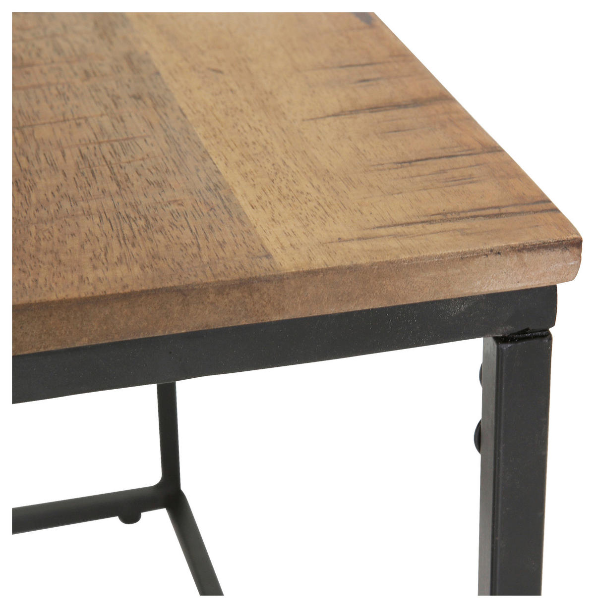 COUCHTISCHSET Mangoholz massiv 45-60/45-60/39-45 cm quadratisch Naturfarben, Schwarz  - Schwarz/Naturfarben, KONVENTIONELL, Holz/Metall (45-60/45-60/39-45cm) - Landscape