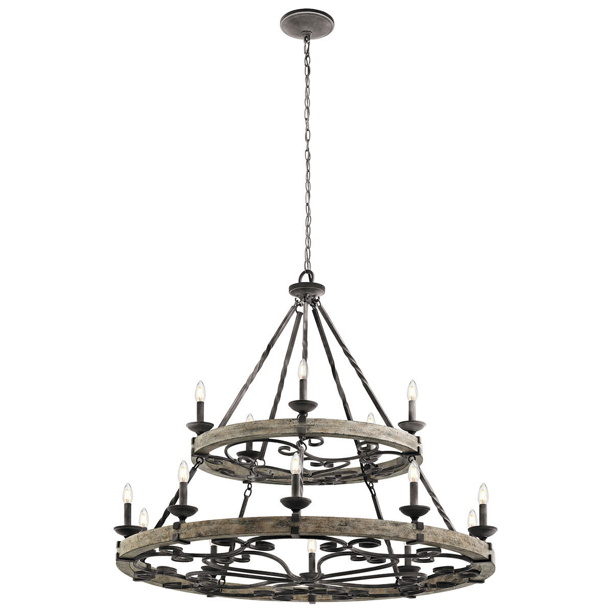KRONLEUCHTER Elstead Taulbee 112/107.9 cm   - Zinkfarben, ROMANTIK / LANDHAUS, Holz (112/107.9cm) - Elstead Lighting