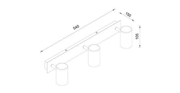 DECKENLEUCHTE 54/15/10,5 cm  - Nickelfarben, Trend, Metall (54/15/10,5cm) - Novel