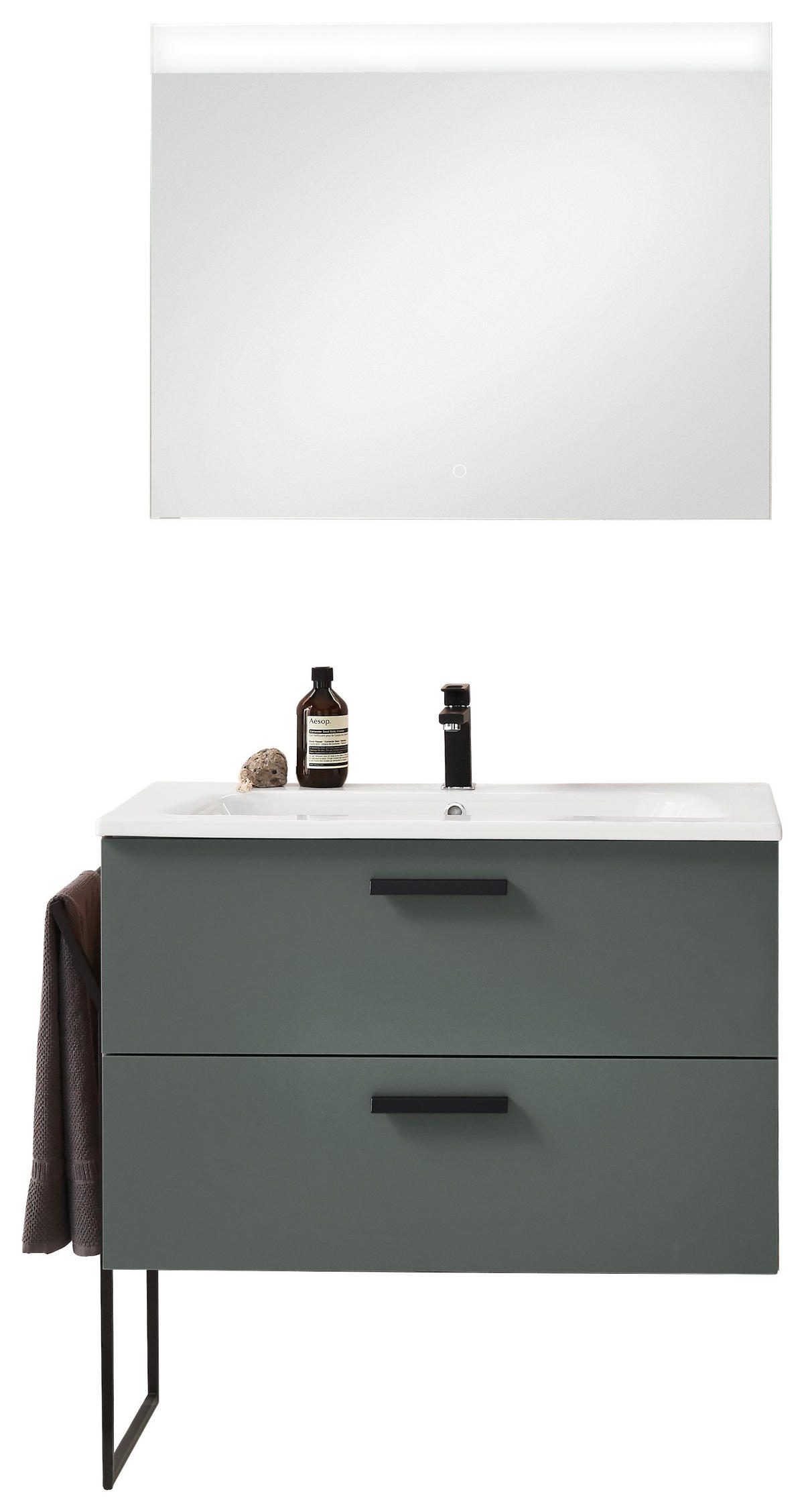BADEZIMMER  in 180 cm  - Eichefarben/Schwarz, MODERN, Glas/Keramik (180cm) - Celina Home
