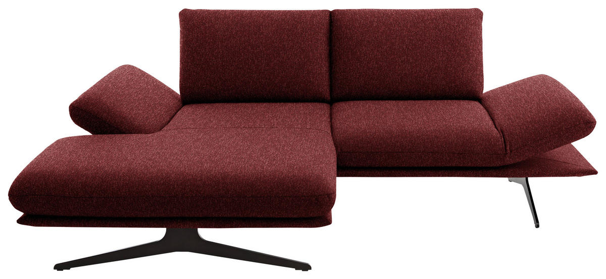 ECKSOFA  in Flachgewebe Rot  155/234 cm  - Rot/Schwarz, Design, Textil/Metall (155/234cm) - Dieter Knoll