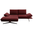 ECKSOFA  in Flachgewebe Rot Rücken echt, Armteilverstellung, Drehsitzfunktion  155/234 cm  - Rot/Schwarz, Design, Textil/Metall (155/234cm) - Dieter Knoll