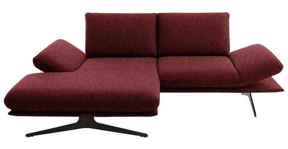 ECKSOFA  in Flachgewebe Rot Rücken echt, Armteilverstellung, Drehsitzfunktion  155/234 cm  - Rot/Schwarz, Design, Textil/Metall (155/234cm) - Dieter Knoll
