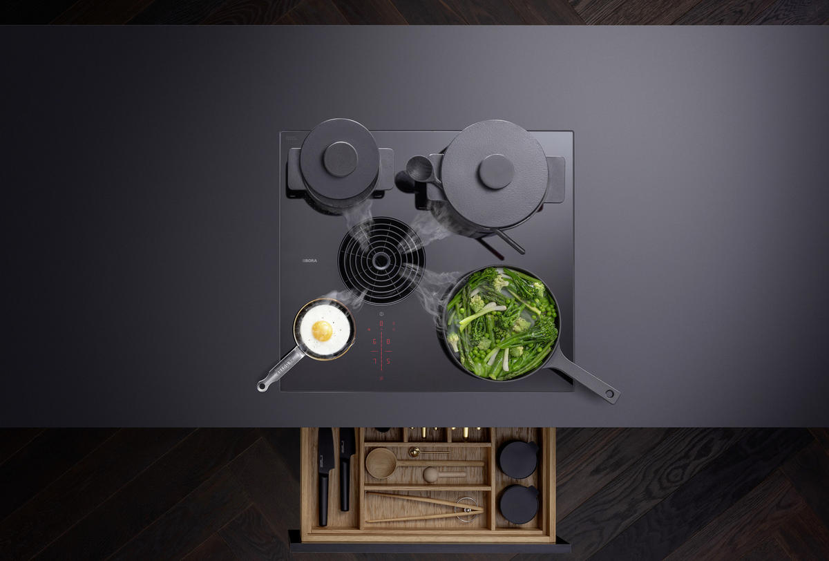 KOCHFELD-DUNSTABZUG-KOMBI PURSU  - Schwarz, Basics, Glas/Metall (58/51,5/19,9cm) - Bora