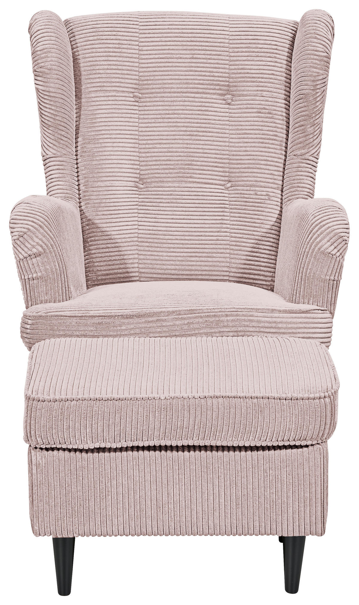 OHRENSESSEL in Cord Rosa  - Schwarz/Rosa, Basics, Holz/Textil (78/102/98cm) - MID.YOU