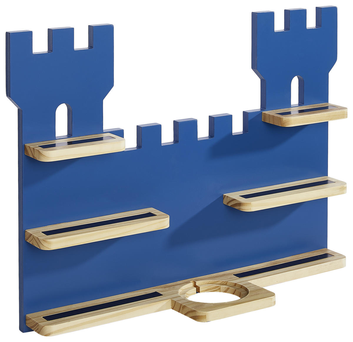 Regal für Toniebox und Figuren Kiefer massiv Blau, Naturfarben  - Blau/Naturfarben, Trend, Holz/Holzwerkstoff (56/43/15cm) - Ben'n'jen