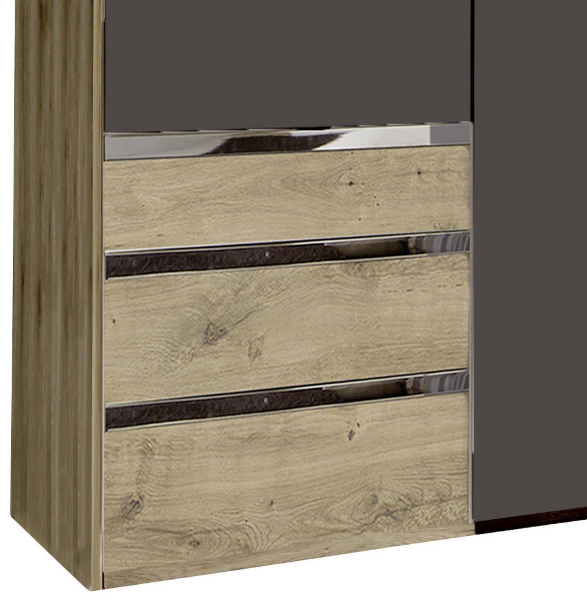 DREHTÜRENSCHRANK in Graphitfarben, Eichefarben  - Chromfarben/Eichefarben, Modern, Holzwerkstoff/Kunststoff (200/216/58cm) - MID.YOU