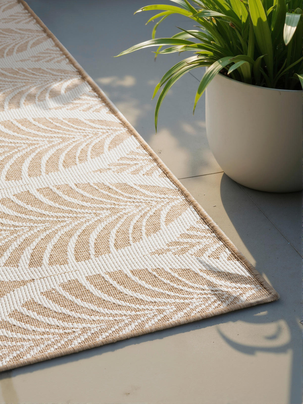 OUTDOORTEPPICH 120/170 cm Duet Weiß, Sandfarben  - Sandfarben/Weiß, Design, Kunststoff (120/170cm)