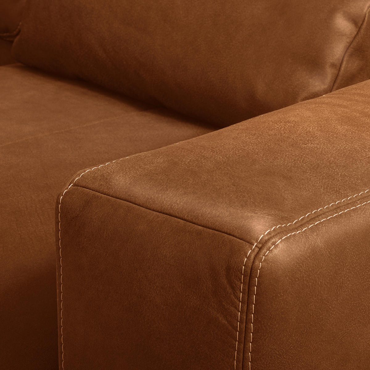 2-SITZER-SOFA  in Echtleder Cognac   - Cognac/Beige, Design, Leder/Kunststoff (240/85/123cm) - Livetastic