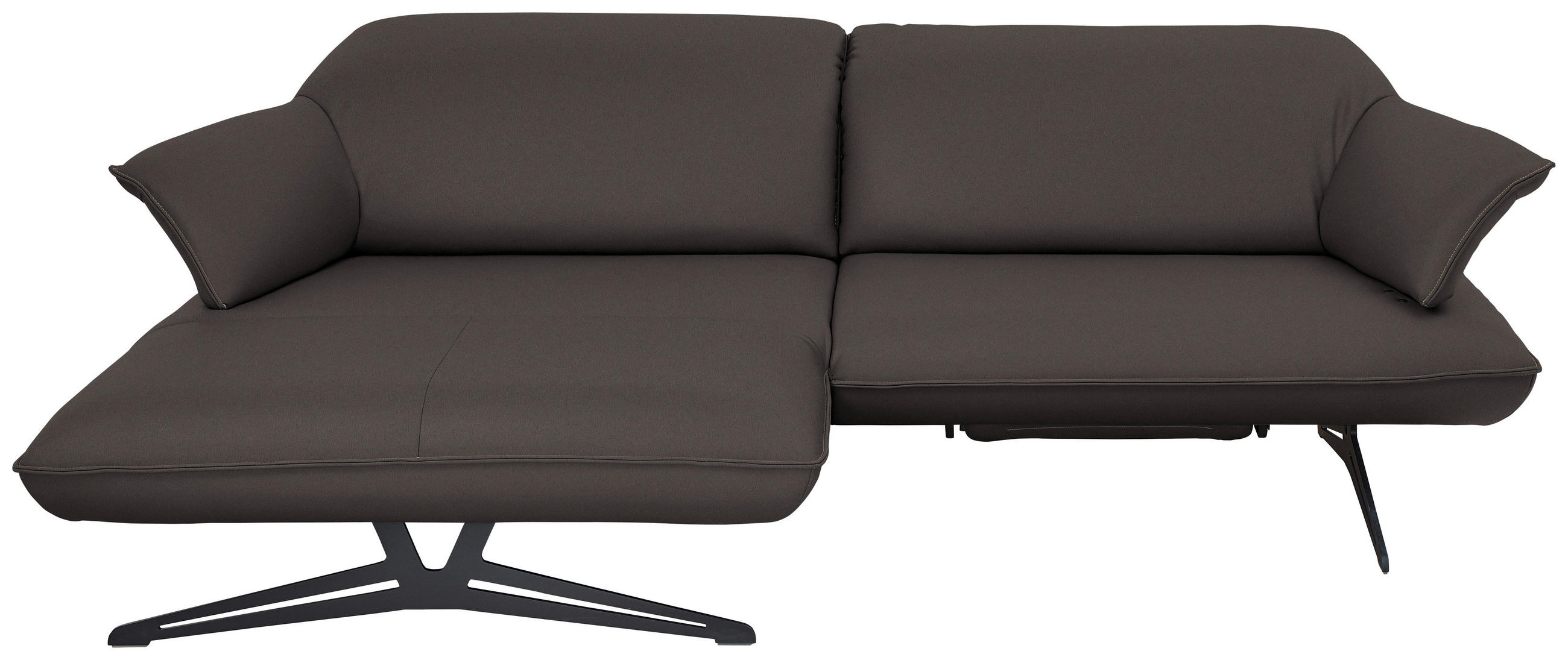 ECKSOFA in Echtleder Dunkelbraun  - Dunkelbraun/Beige, Design, Leder/Metall (169/252cm) - Koinor
