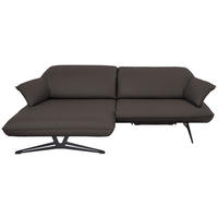 ECKSOFA in Echtleder Dunkelbraun  - Dunkelbraun/Beige, Design, Leder/Metall (169/252cm) - Koinor