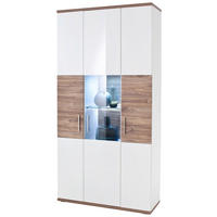 VITRINENKOMBINATION  in Weiß, Eichefarben - Eichefarben/Weiß, Design, Glas/Holzwerkstoff (100/199/37cm) - Livetastic