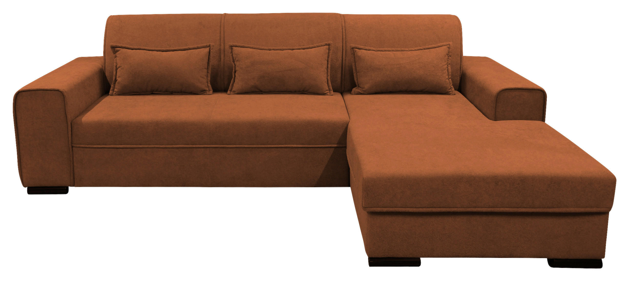 ECKSOFA in Struktur, Bouclé Rostfarben  - Rostfarben/Schwarz, Design, Kunststoff/Textil (270/175cm) - MID.YOU