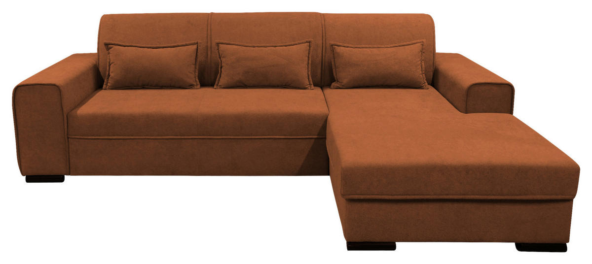 ECKSOFA Rostfarben Struktur, Bouclé  - Rostfarben/Schwarz, Design, Kunststoff/Textil (270/175cm) - MID.YOU