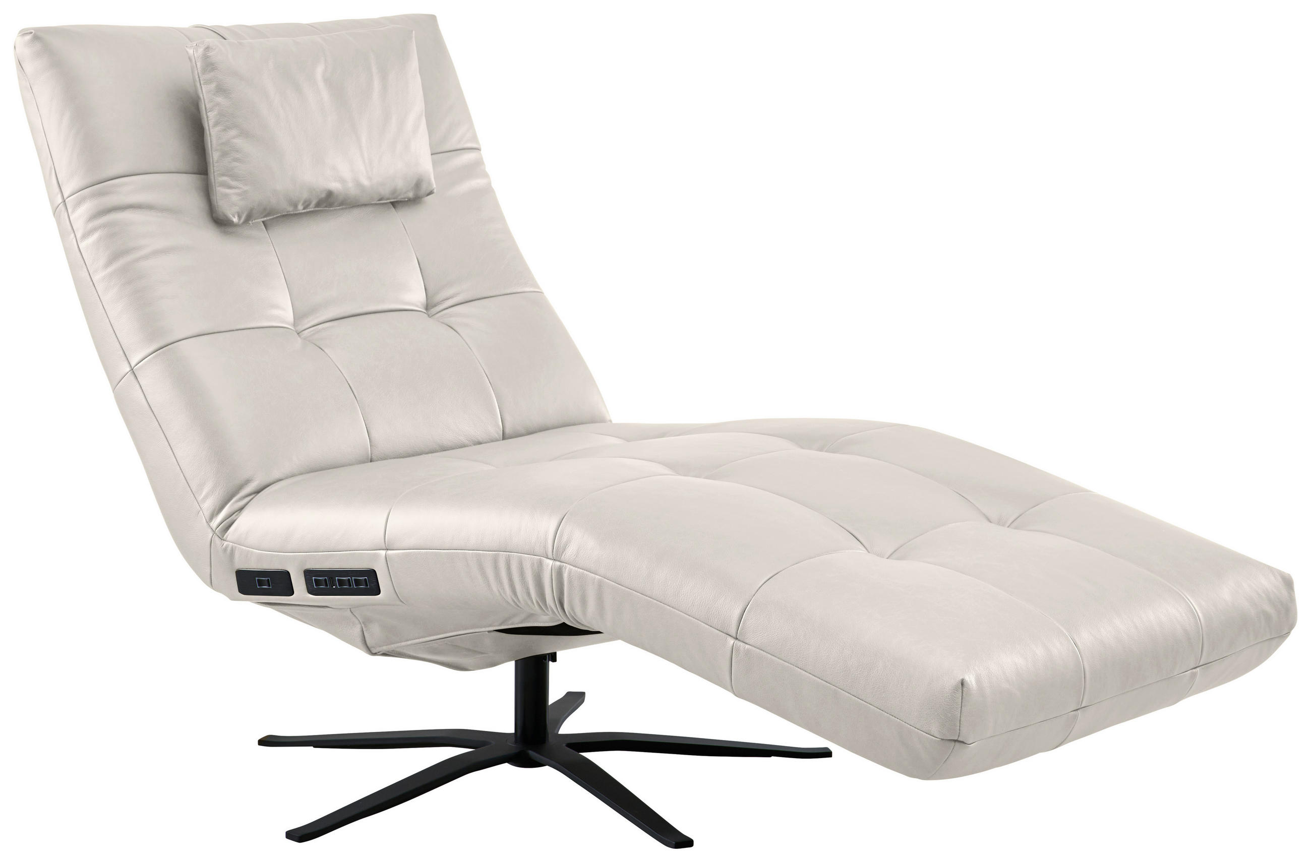 RELAXLIEGE in Echtleder Grau, Hellgrau  - Hellgrau/Schwarz, MODERN, Leder/Metall (82/53-115/156-206cm) - Pure Home Comfort