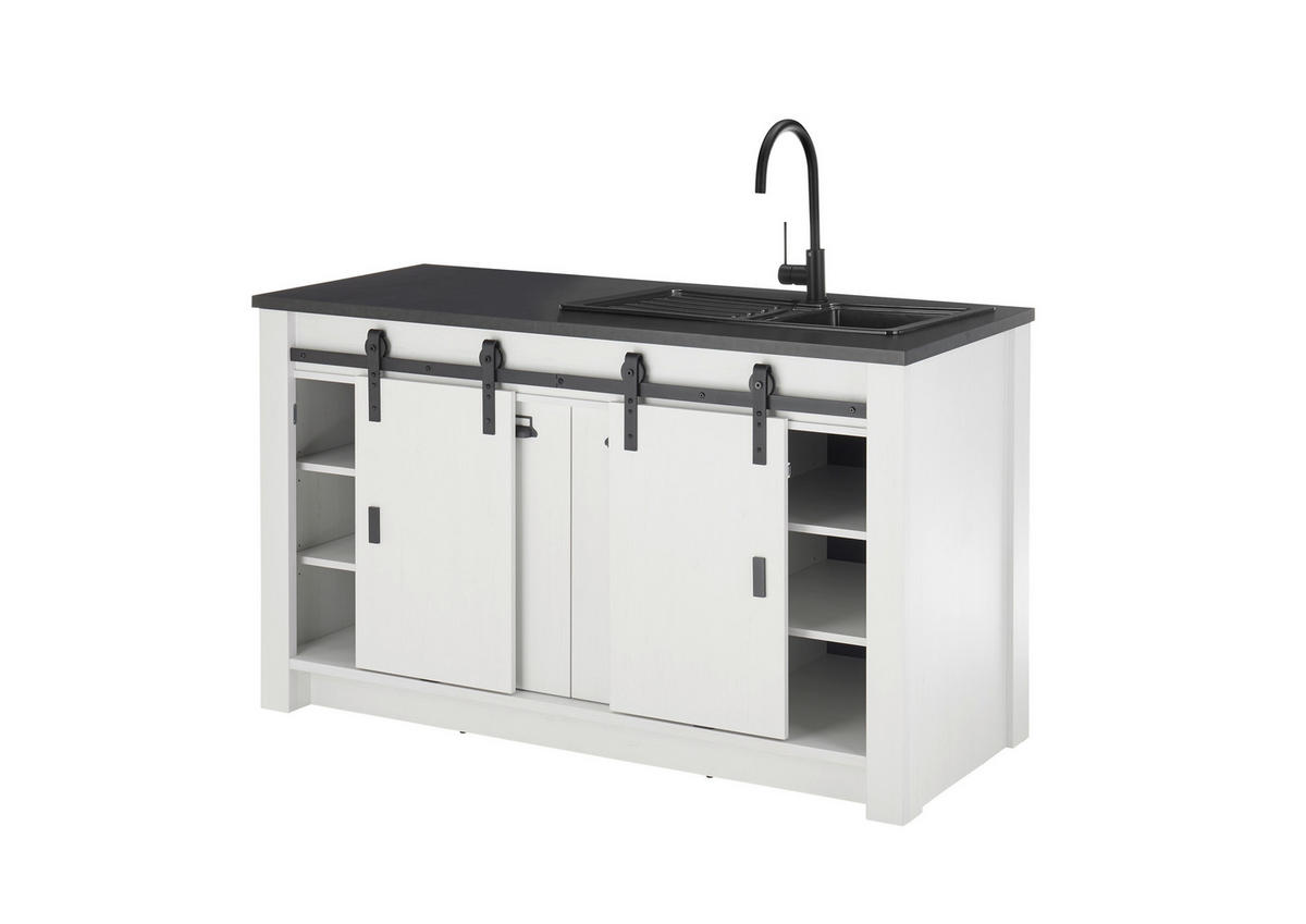 SPÜLENUNTERSCHRANK 161/93/64 cm  in Anthrazit, Weiß  - Anthrazit/Schwarz, Trend, Holzwerkstoff/Metall (161/93/64cm) - MID.YOU