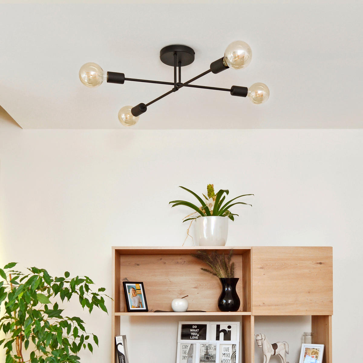 DECKENLEUCHTE 66/66/20 cm  - Schwarz, KONVENTIONELL, Metall (66/66/20cm)