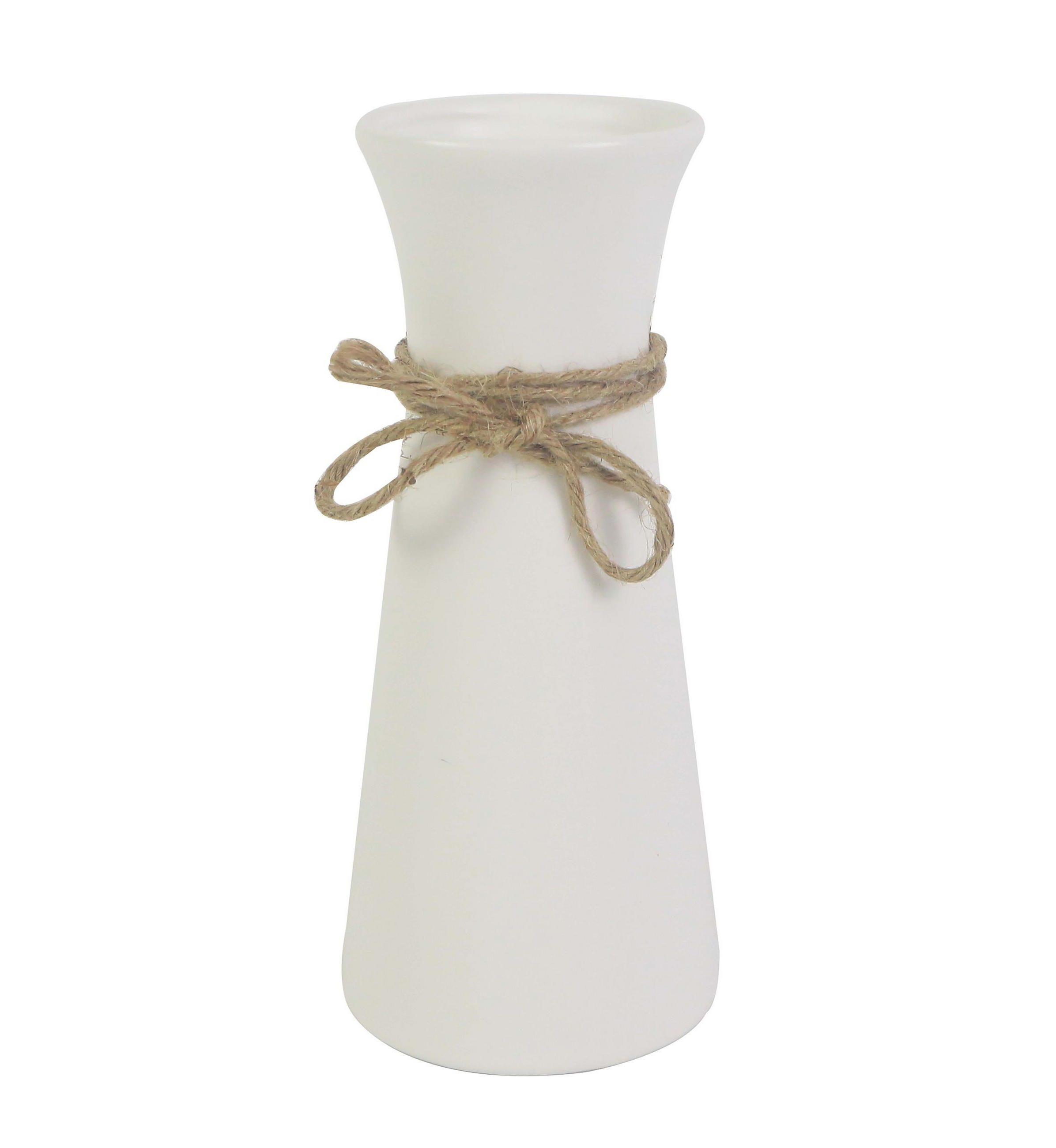 VAS 20 cm  - vit/naturfärgad, Basics, textil/keramik (8,5/20cm) - Ambia Home
