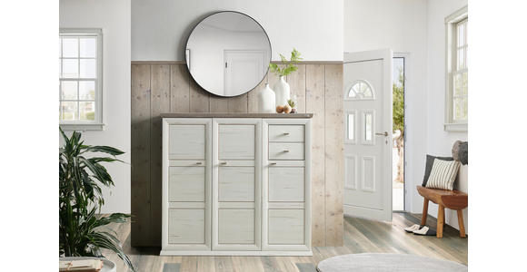 SCHUHSCHRANK  in 133,4/123/42,5 cm  - Weiß/Grau, LIFESTYLE, Holzwerkstoff/Kunststoff (133,4/123/42,5cm) - Hom`in