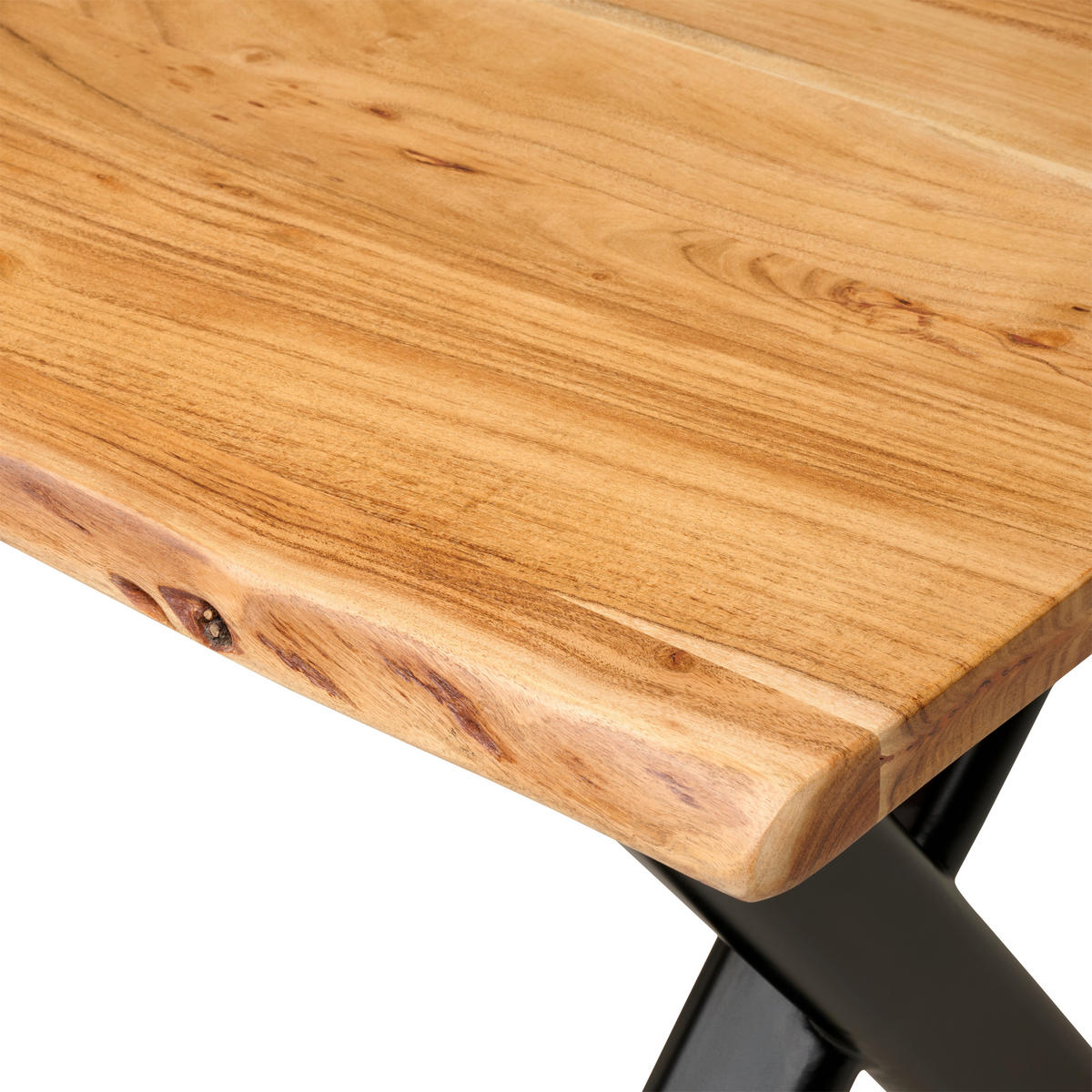 ESSTISCH 160/90/76 cm Echtholz  Holz rechteckig Naturfarben  - Schwarz/Naturfarben, MODERN, Holz/Metall (160/90/76cm) - P & B