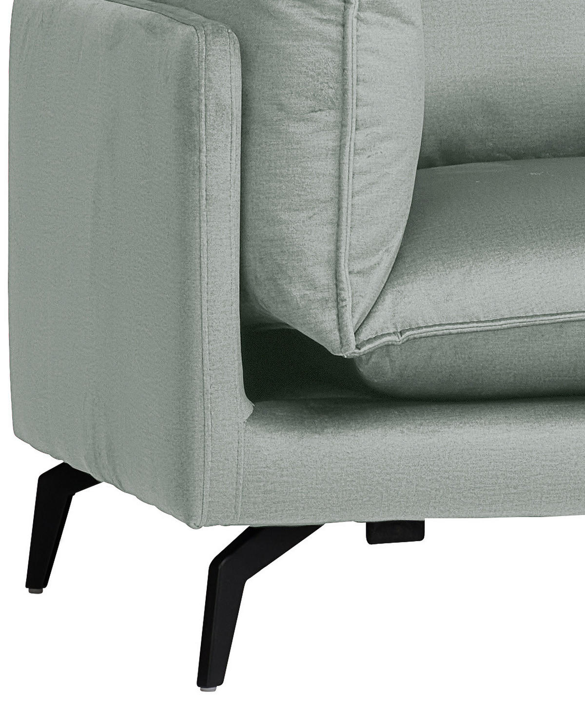 ECKSOFA Hellgrau Samt  - Hellgrau/Schwarz, Design, Textil/Metall (241/200cm) - Carryhome