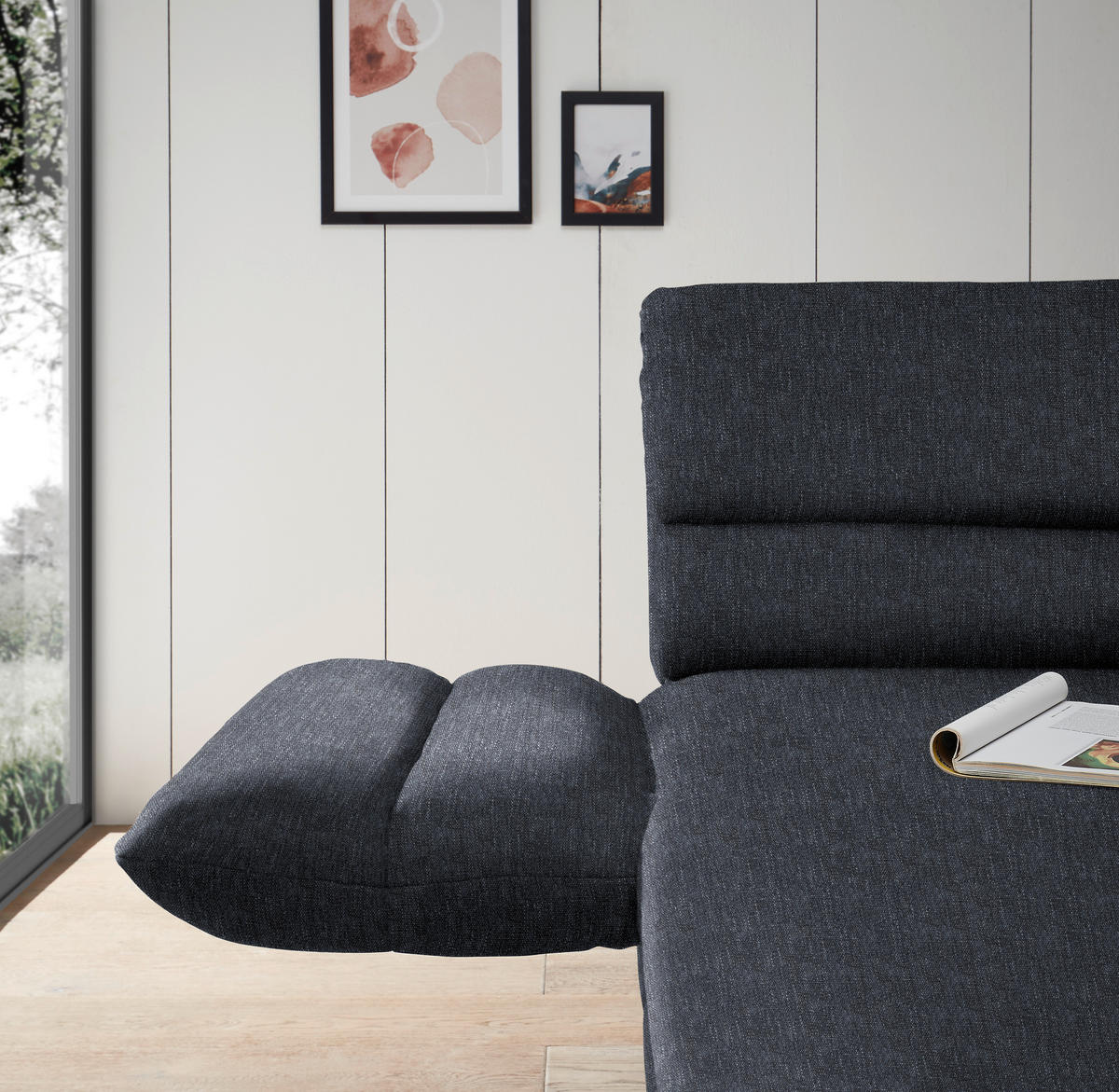 ECKSOFA in Flachgewebe Grau  - Schwarz/Grau, Design, Textil/Metall (176-217/279-327cm) - Dieter Knoll