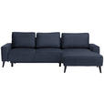 ECKSOFA  in Velours Blau  - Blau/Schwarz, Basics, Holz/Textil (260/161cm) - Carryhome