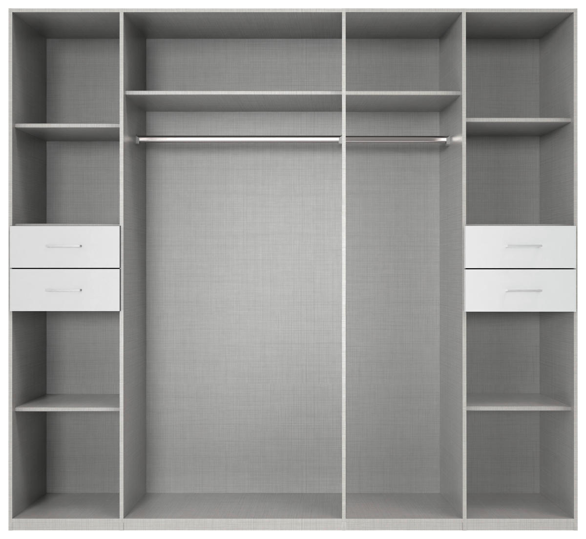 KLEIDERSCHRANK 225/208/58 cm 7-türig Weiß  - Silberfarben/Weiß, KONVENTIONELL, Glas/Holzwerkstoff (225/208/58cm) - Boxxx