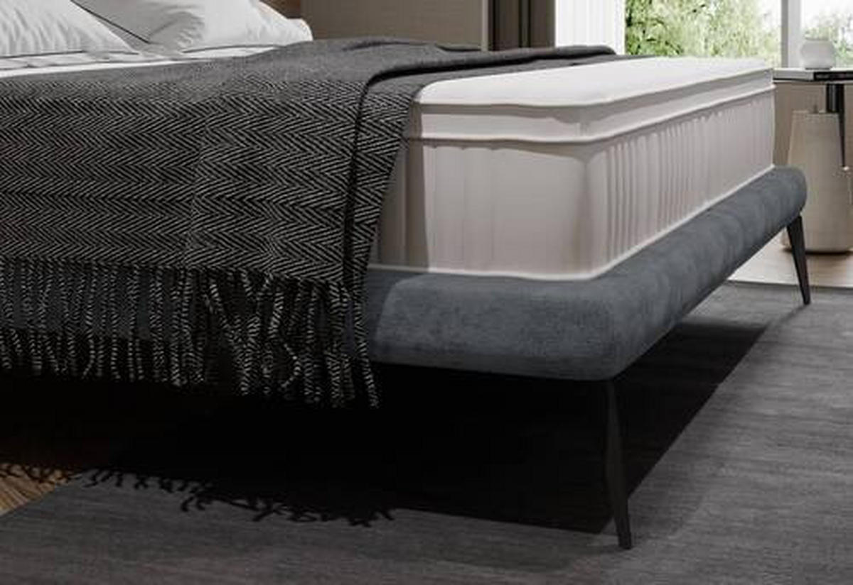 KÁRPITOZOTT ÁGY 180/200 cm  világosszürke  - világosszürke/fekete, Modern, textil/fém (180/200cm) - Livetastic