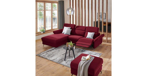 ECKSOFA Bordeaux Echtleder  - Bordeaux/Schwarz, Natur, Leder/Metall (199/285cm) - Valnatura