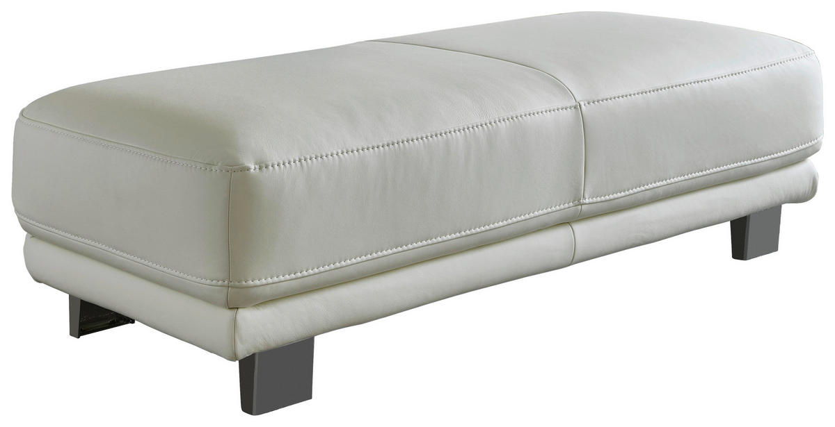 HOCKER Echtleder Weiß  - Chromfarben/Weiß, Design, Leder/Metall (122/45/68cm) - Valdera