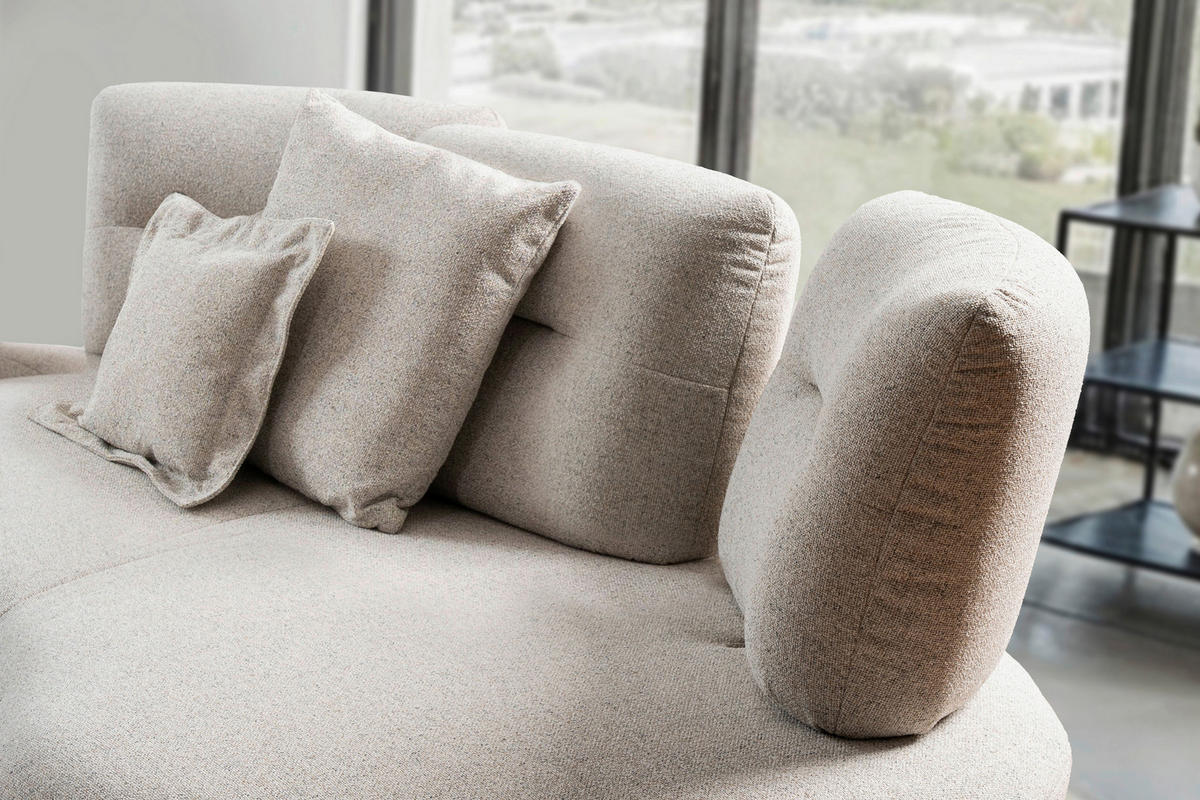 BIGSOFA Flachgewebe Beige  - Beige/Schwarz, Design, Textil/Metall (456/93/138cm) - Moderano