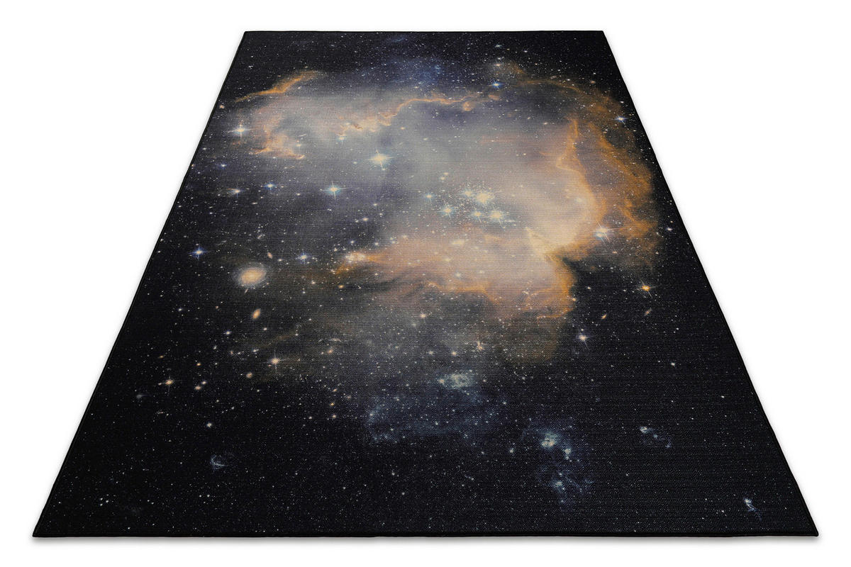 FLACHWEBETEPPICH  Wohnzimmer 160/230 cm Galactic Glow Schwarz, Dunkelblau, Dunkelgelb rechteckig  - Dunkelgelb/Schwarz, Basics, Kunststoff/Textil (160/230cm) - WECON HOME