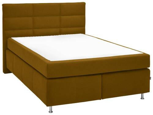 BOXSPRINGBETT 140/200 cm  in Currygelb  - Currygelb/Alufarben, Konventionell, Textil/Metall (140/200cm) - Dieter Knoll