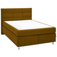BOXSPRINGBETT 140/200 cm  in Currygelb  - Currygelb/Alufarben, Konventionell, Textil/Metall (140/200cm) - Dieter Knoll