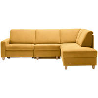 ECKSOFA  in Flachgewebe Senfgelb  261/203 cm  - Eichefarben/Senfgelb, KONVENTIONELL, Holz/Textil (261/203cm) - Sedda