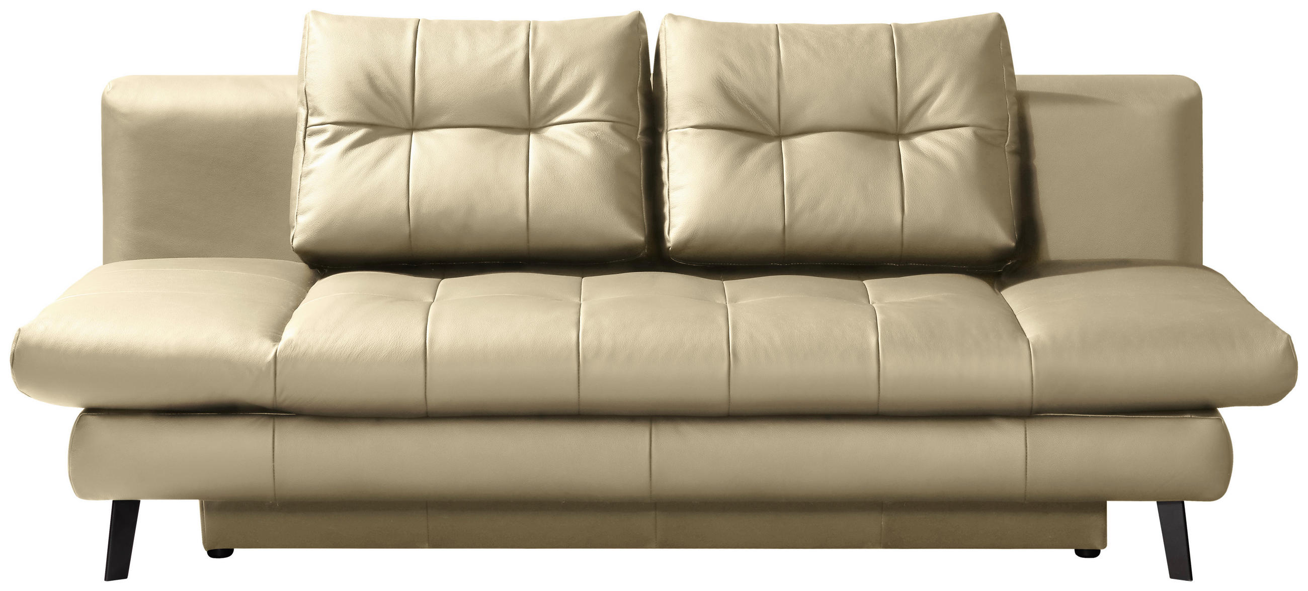 SCHLAFSOFA Liane Schlammfarben Echtleder  - Schlammfarben/Schwarz, Design, Leder/Metall (209/94/94cm) - Novel