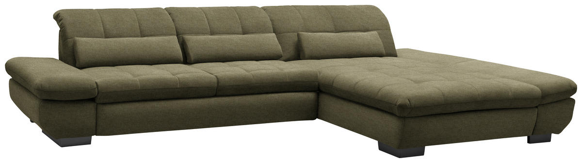 ECKSOFA  in Flachgewebe Grün  341/204 cm  - Schwarz/Grün, Design, Textil/Metall (341/204cm) - Xora