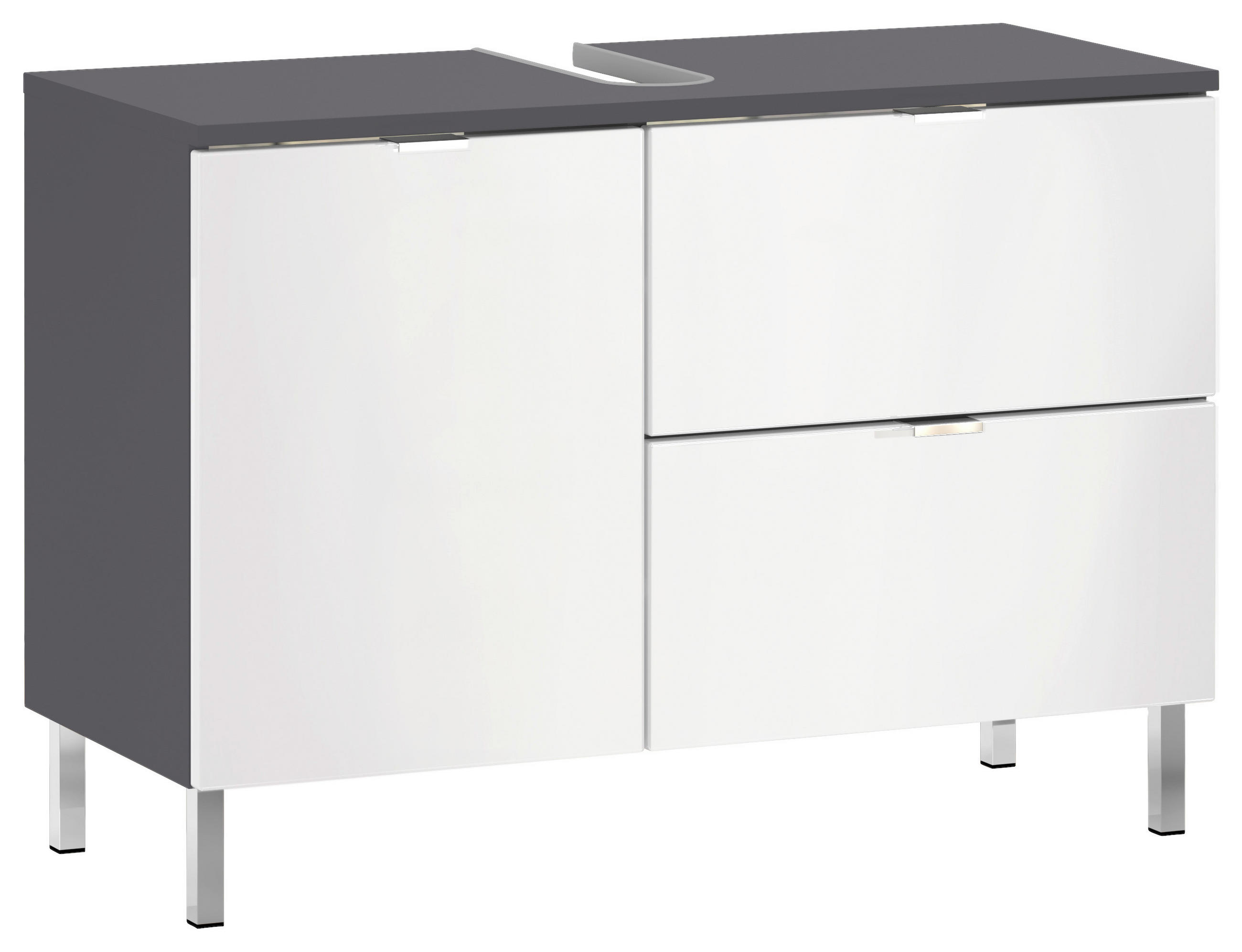 WASCHBECKENUNTERSCHRANK 80/56/34 cm  - Chromfarben/Graphitfarben, KONVENTIONELL, Holzwerkstoff/Metall (80/56/34cm) - Germania