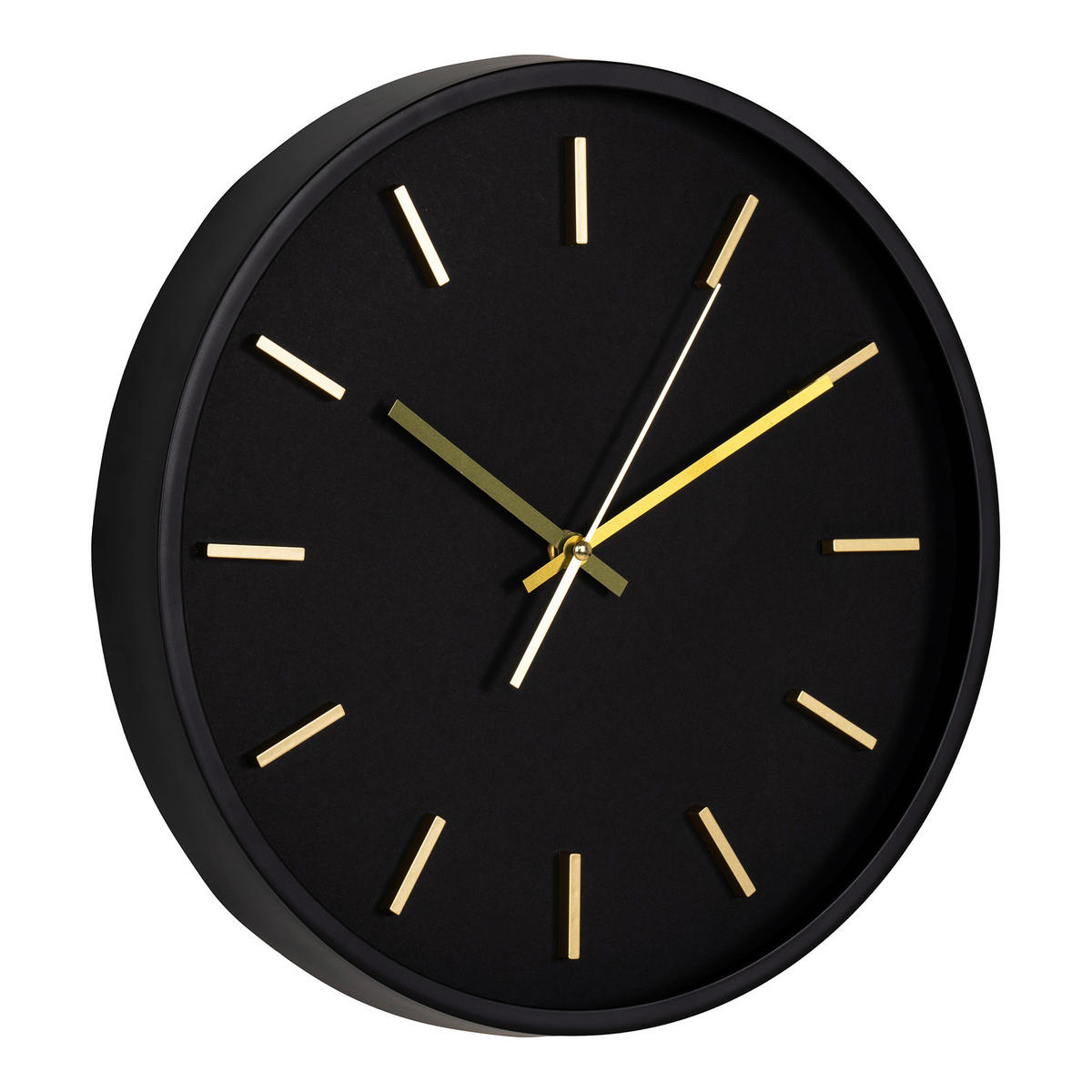 WANDUHR Kensington Wall Clock Schwarz, Goldfarben 35/35/4,5 cm  - Goldfarben/Schwarz, Basics, Glas/Kunststoff (35/35/4,5cm)