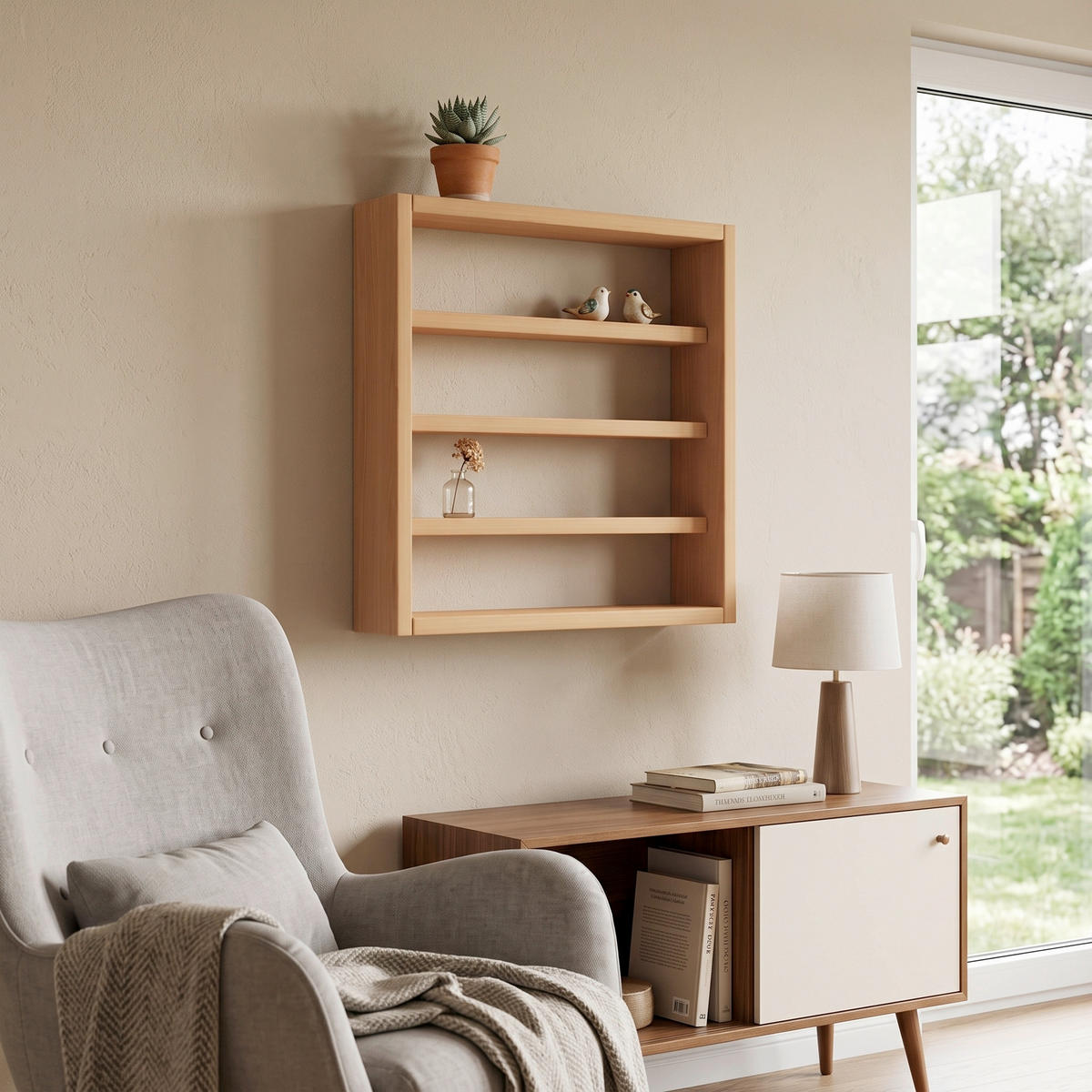 WANDREGAL  - Buchefarben, Design, Holzwerkstoff (40/40/10cm) - MID.YOU