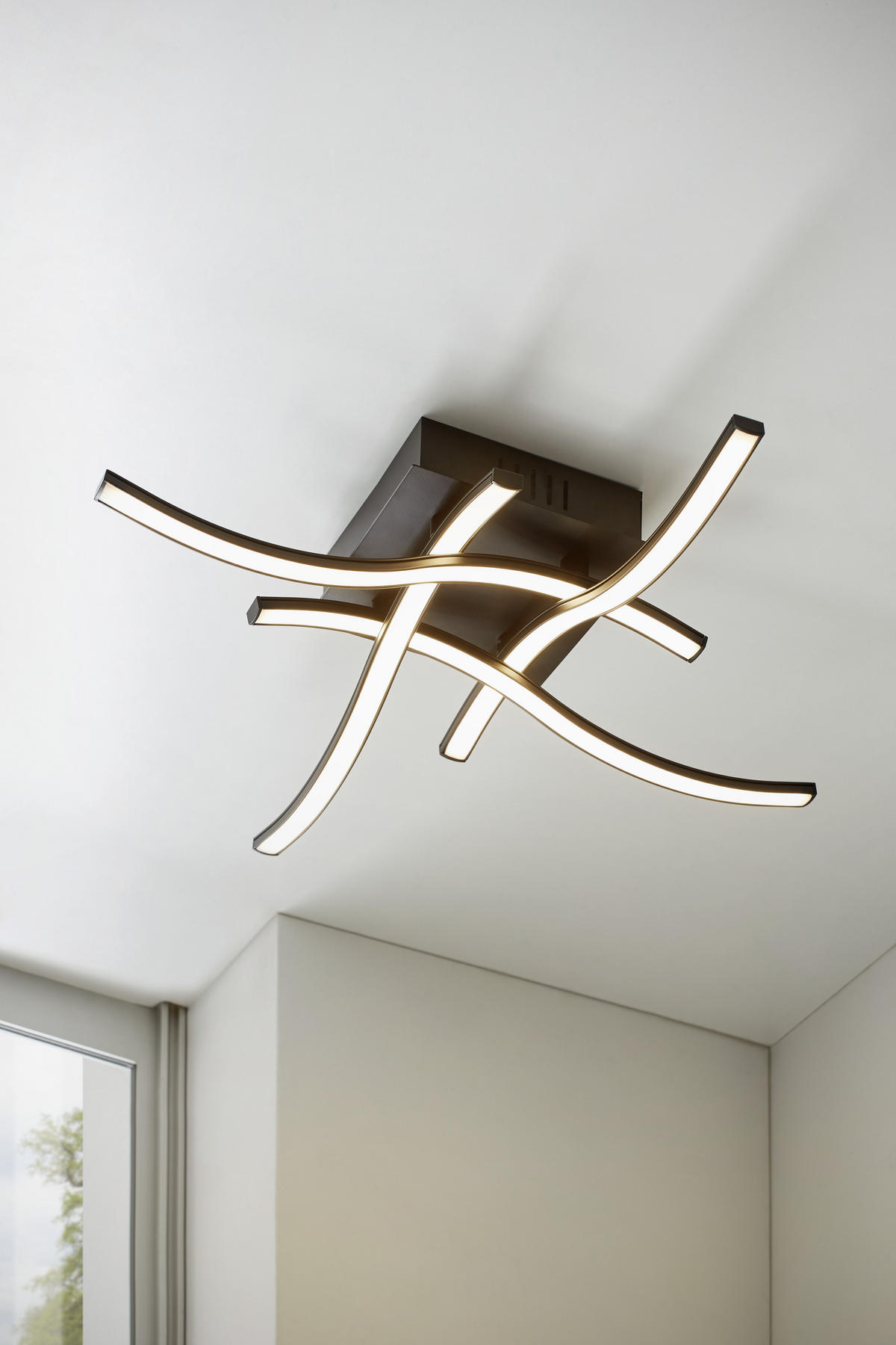 LED PLAFONJERA - opal/crna, Konvencionalno, metal/plastika (47,5/47,5/9,5cm) - Novel