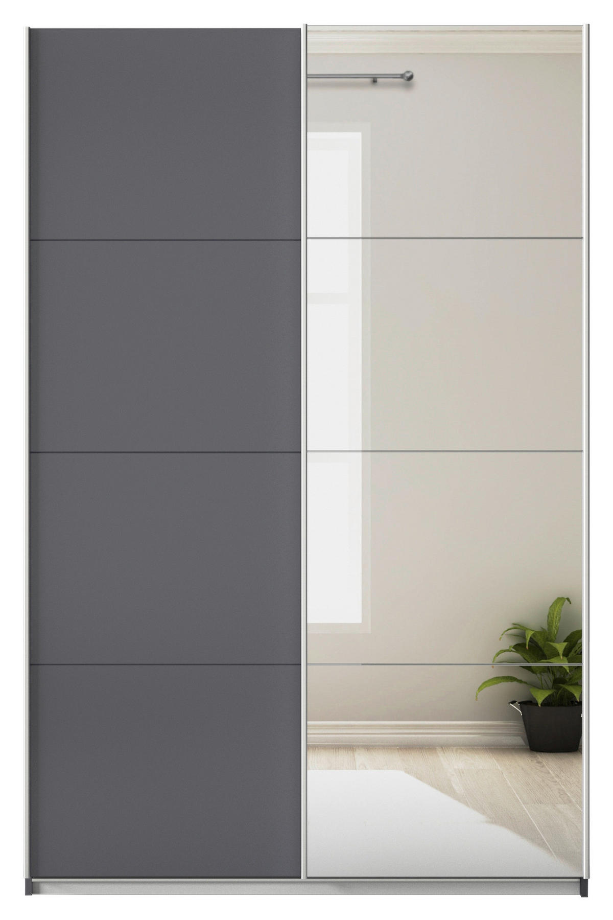 SCHWEBETÜRENSCHRANK  in Grau  - Alufarben/Grau, KONVENTIONELL, Glas/Holzwerkstoff (181/210/62cm) - Xora