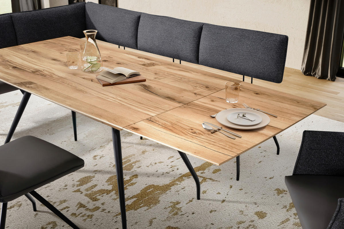 ECKBANK Metall, Textil Anthrazit  - Anthrazit/Schwarz, Design, Textil/Metall (205/245cm) - Moderano